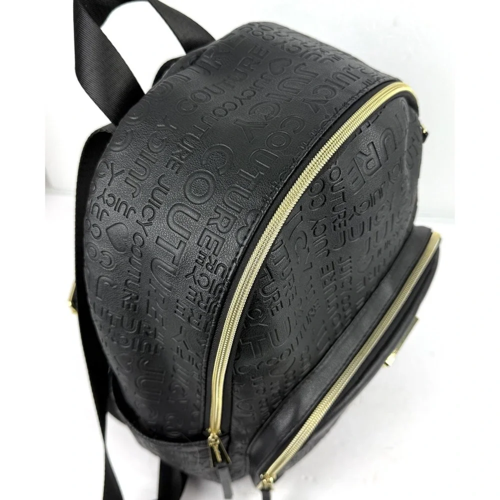Juicy Couture Word Play Backpack Black Faux Leather Street Wear Chic Handbag New